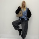 cardigan con bordo a righe contrast